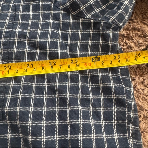 MADEWELL Easy Y-Neck Button-Up Shirt Indigo White Plaid Flannel Cotton XL $88 - Picture 10 of 10